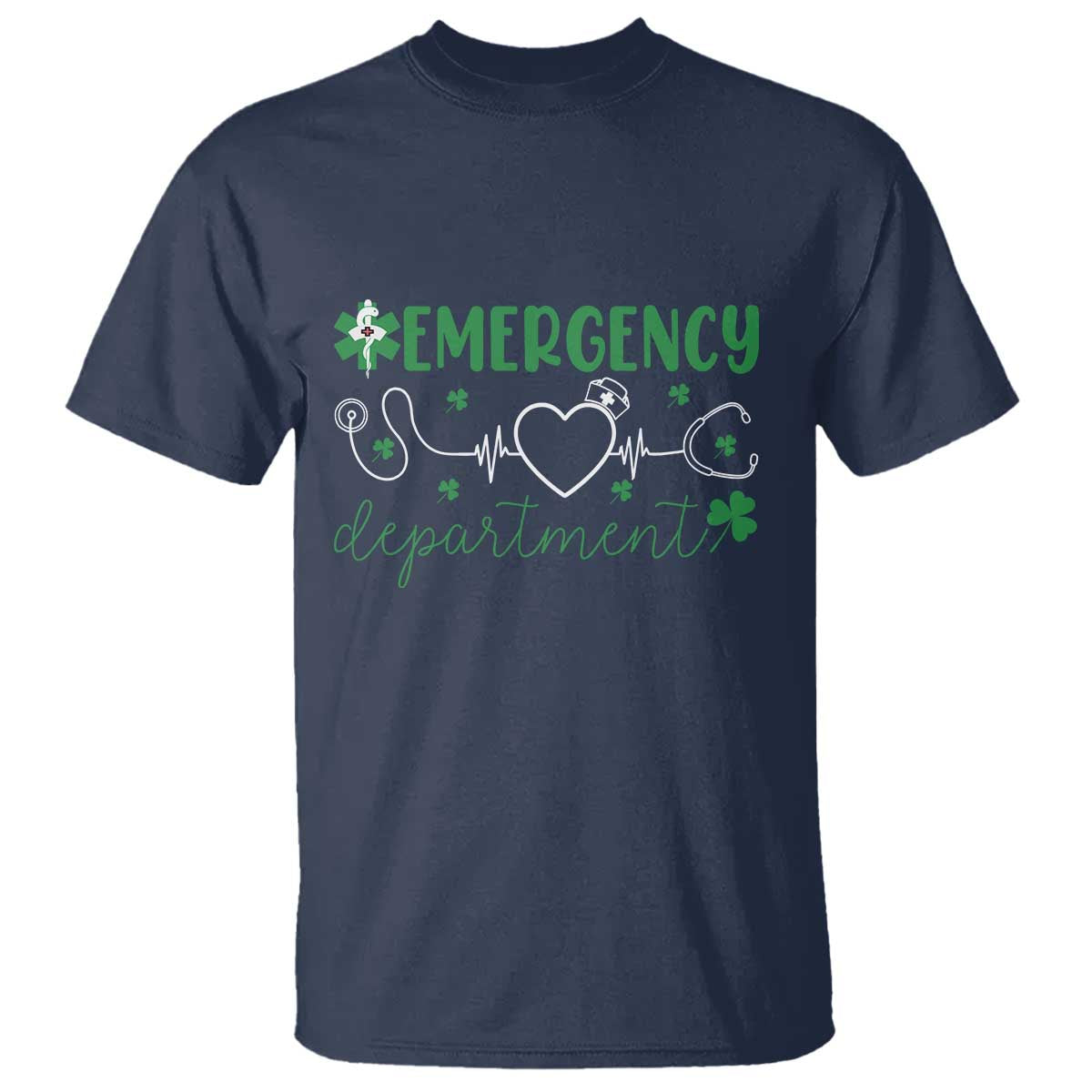 Funny St Patricks Day ER Nurse T Shirt Emergency Department Lucky Shamrocks