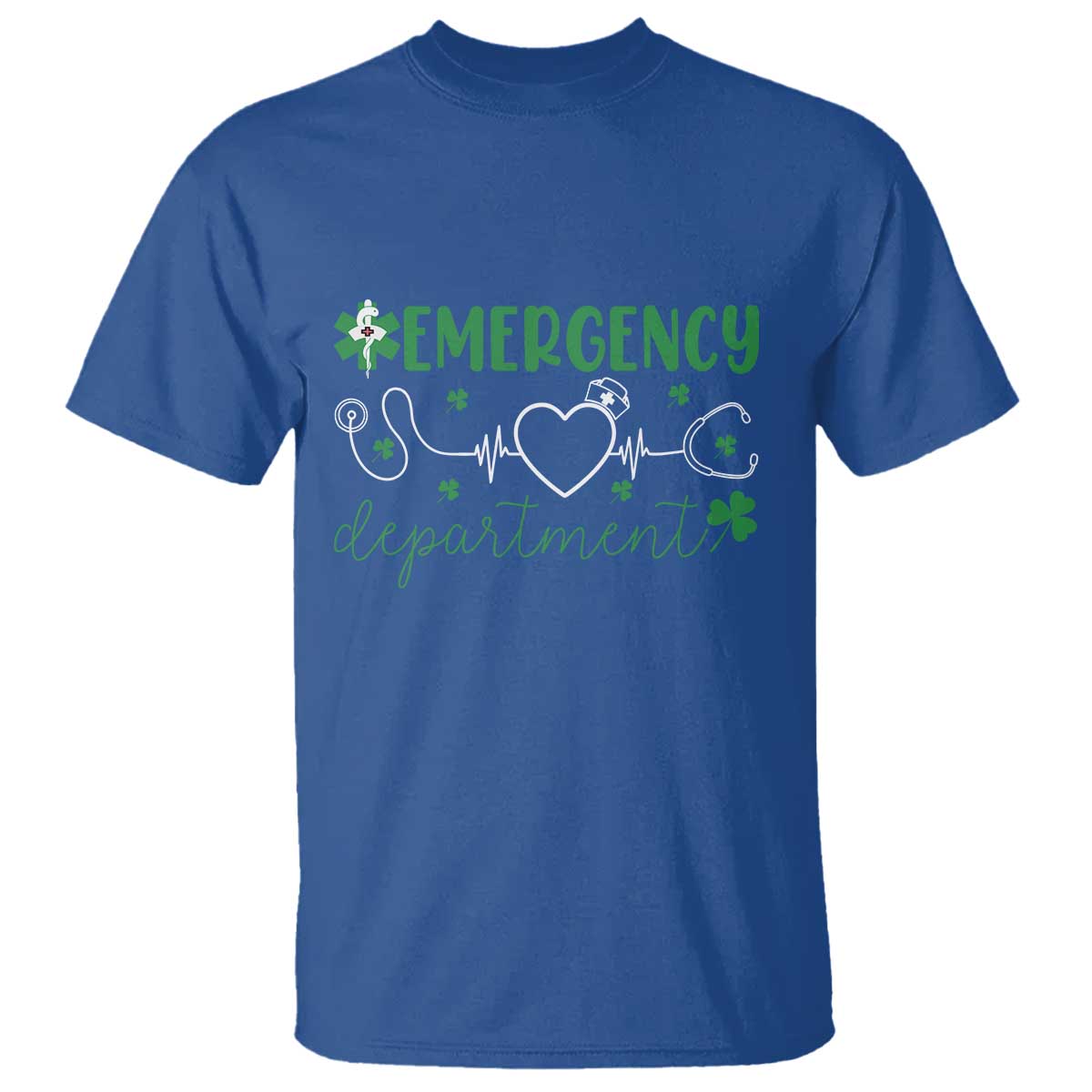 Funny St Patricks Day ER Nurse T Shirt Emergency Department Lucky Shamrocks