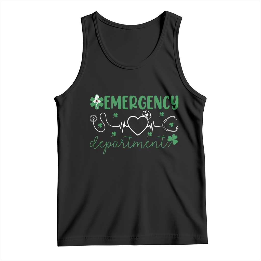 Funny St Patricks Day ER Nurse Tank Top Emergency Department Lucky Shamrocks