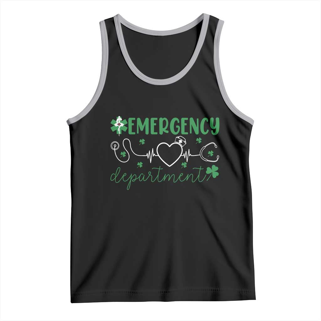 Funny St Patricks Day ER Nurse Tank Top Emergency Department Lucky Shamrocks