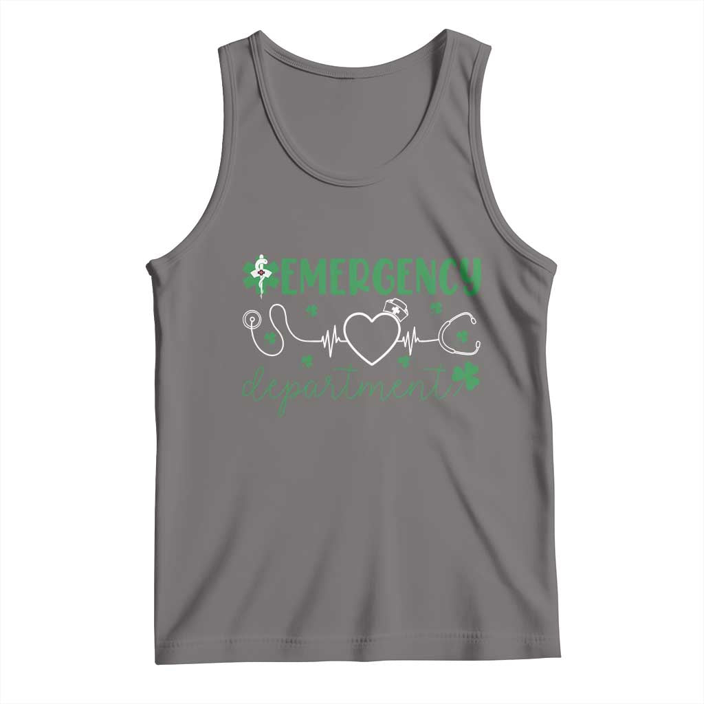 Funny St Patricks Day ER Nurse Tank Top Emergency Department Lucky Shamrocks