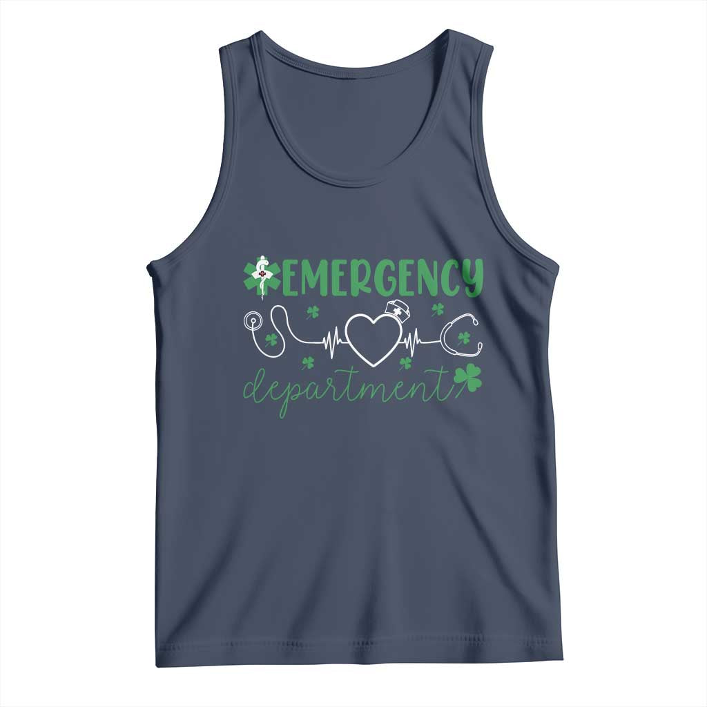 Funny St Patricks Day ER Nurse Tank Top Emergency Department Lucky Shamrocks