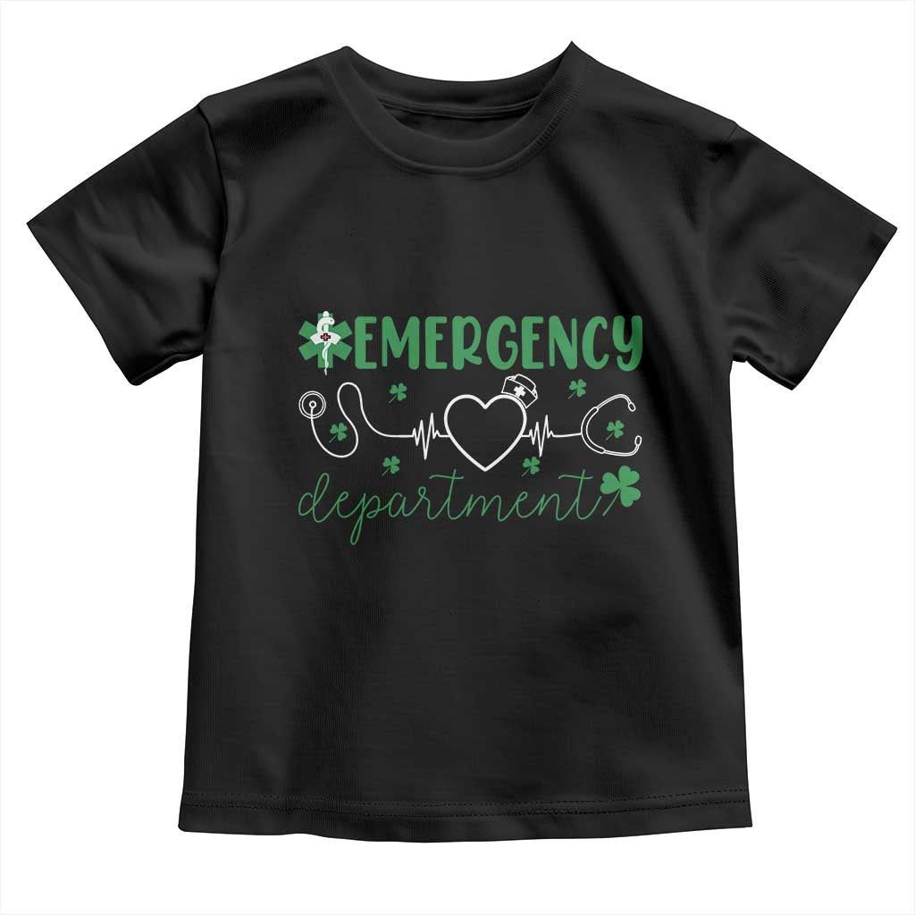 Funny St Patricks Day ER Nurse Toddler T Shirt Emergency Department Lucky Shamrocks