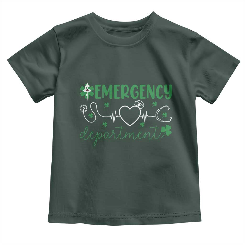 Funny St Patricks Day ER Nurse Toddler T Shirt Emergency Department Lucky Shamrocks