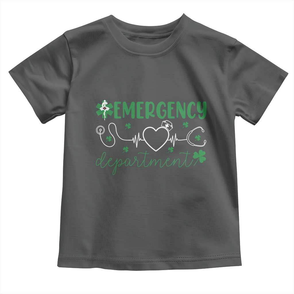 Funny St Patricks Day ER Nurse Toddler T Shirt Emergency Department Lucky Shamrocks