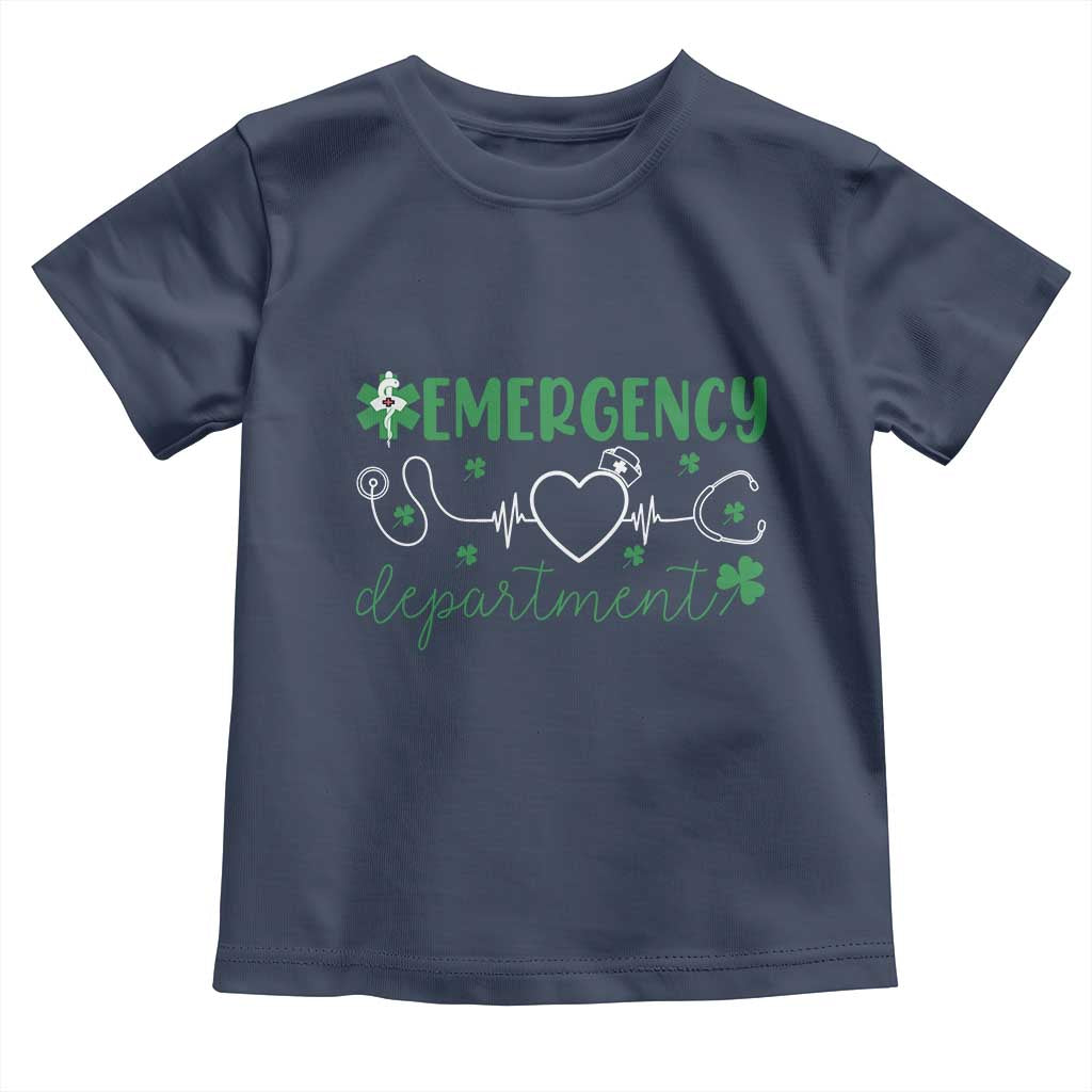 Funny St Patricks Day ER Nurse Toddler T Shirt Emergency Department Lucky Shamrocks