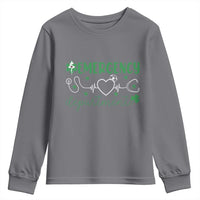 Funny St Patricks Day ER Nurse Youth Sweatshirt Emergency Department Lucky Shamrocks