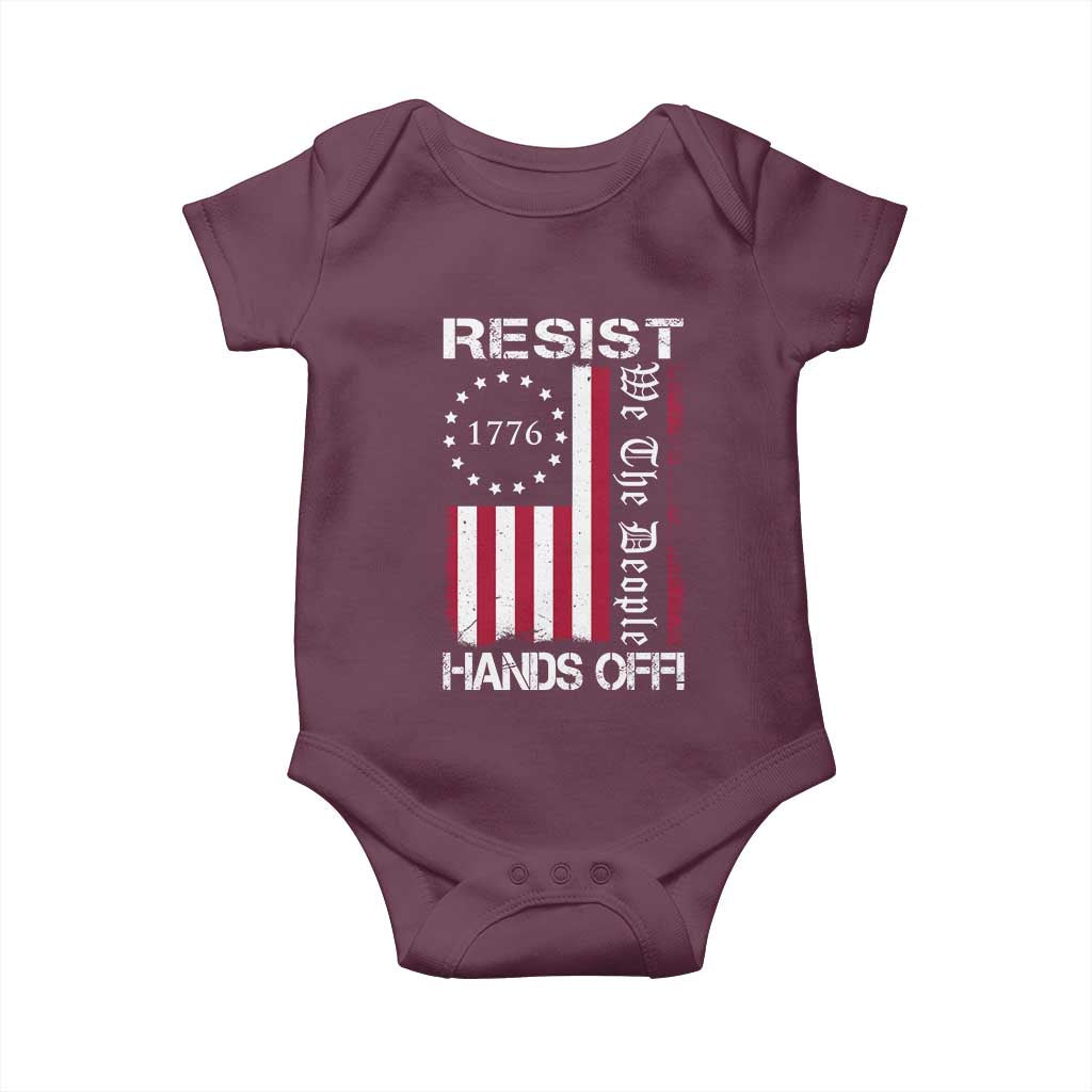 Resist Hands Off Baby Onesie Vintage American Betsy Ross Flag We The People