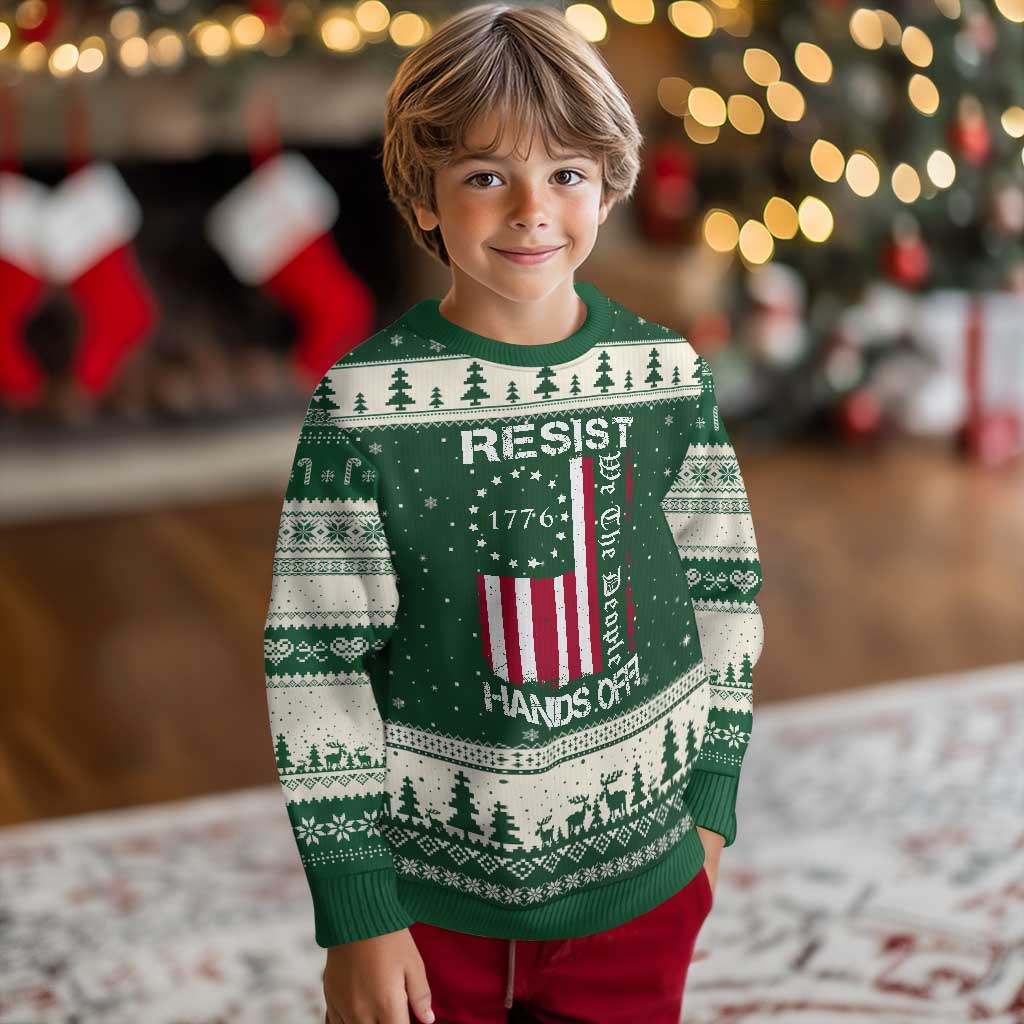 Resist Hands Off Ugly Christmas Sweater Vintage American Betsy Ross Flag We The People - Wonder Print Shop