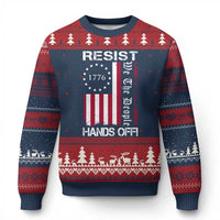 Resist Hands Off Ugly Christmas Sweater Vintage American Betsy Ross Flag We The People - Wonder Print Shop