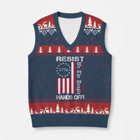Resist Hands Off V-Neck Knit Sweater Vest Vintage American Betsy Ross Flag We The People - Wonder Print Shop