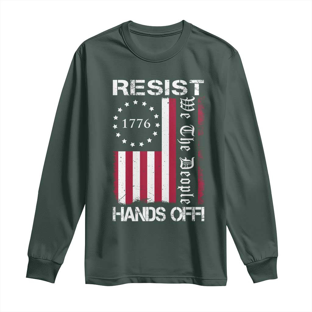 Resist Hands Off Long Sleeve Shirt Vintage American Betsy Ross Flag We The People