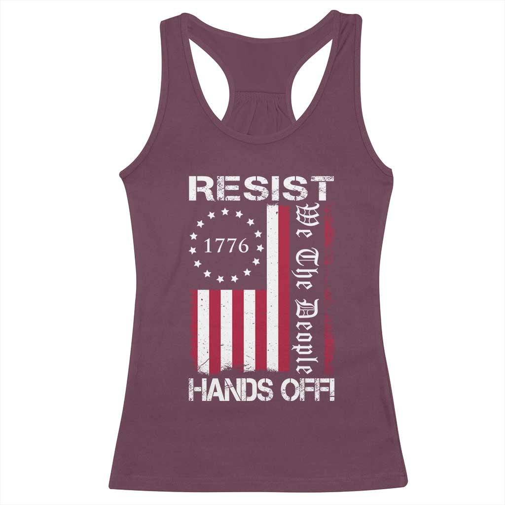 Resist Hands Off Racerback Tank Top Vintage American Betsy Ross Flag We The People