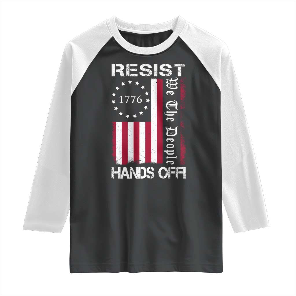 Resist Hands Off Raglan Shirt Vintage American Betsy Ross Flag We The People