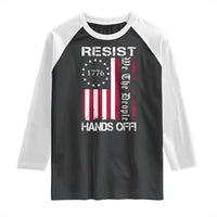 Resist Hands Off Raglan Shirt Vintage American Betsy Ross Flag We The People