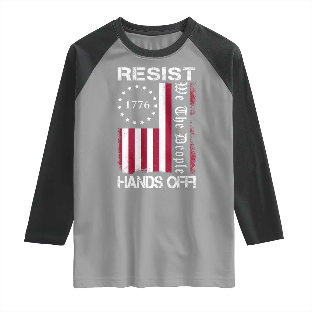 Resist Hands Off Raglan Shirt Vintage American Betsy Ross Flag We The People