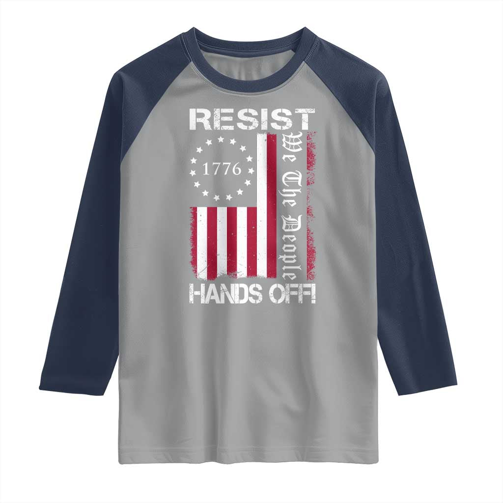 Resist Hands Off Raglan Shirt Vintage American Betsy Ross Flag We The People