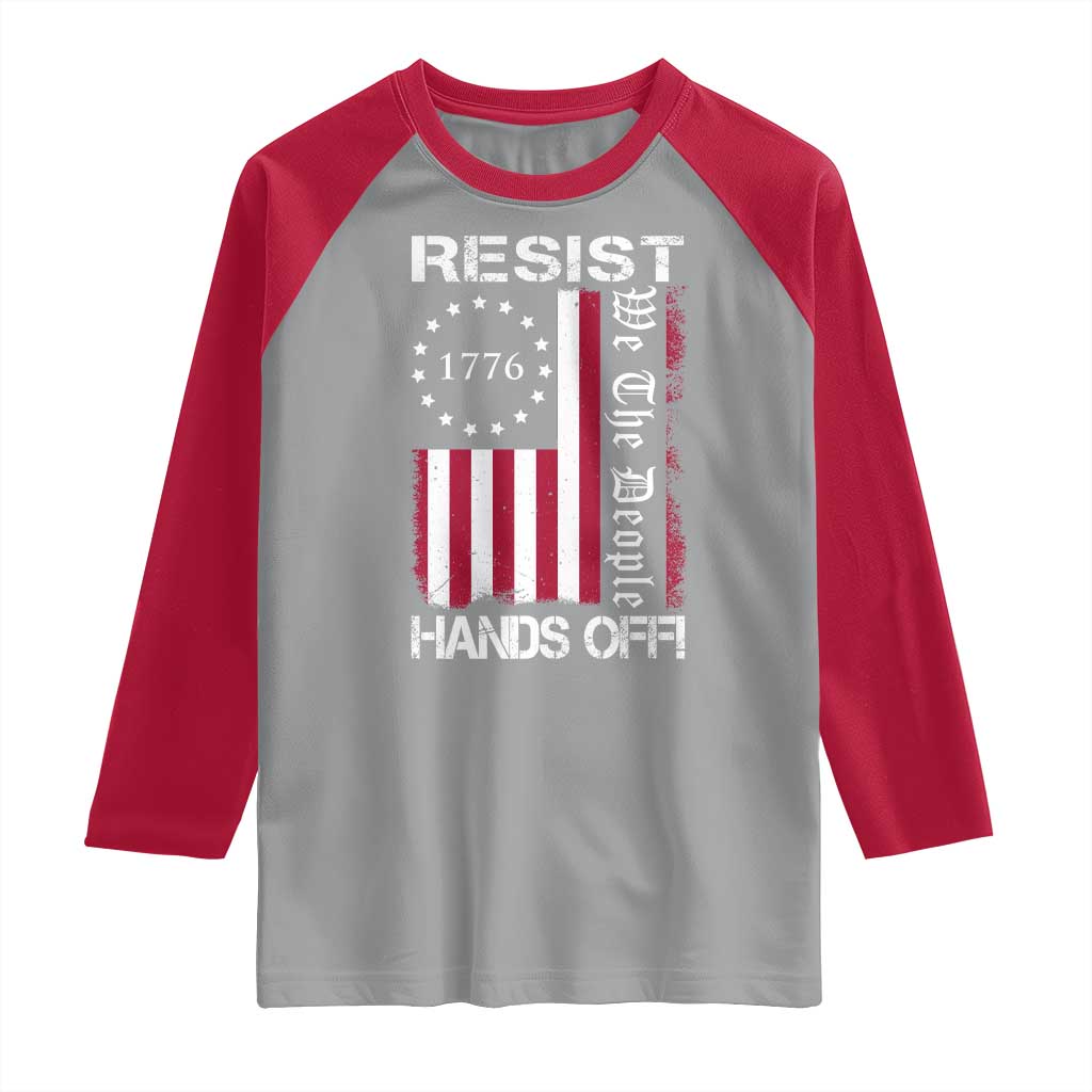 Resist Hands Off Raglan Shirt Vintage American Betsy Ross Flag We The People