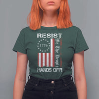 Resist Hands Off T Shirt For Women Vintage American Betsy Ross Flag We The People