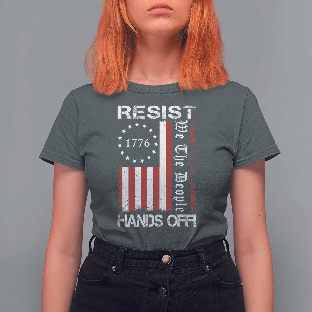 Resist Hands Off T Shirt For Women Vintage American Betsy Ross Flag We The People