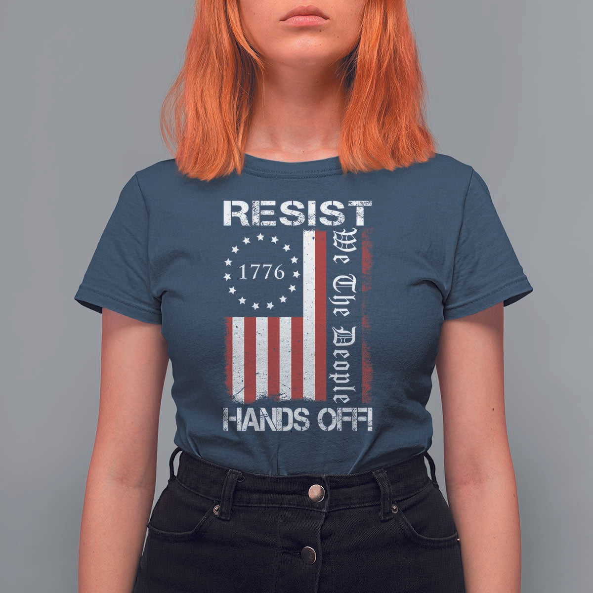 Resist Hands Off T Shirt For Women Vintage American Betsy Ross Flag We The People