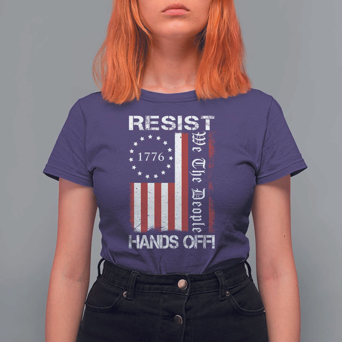 Resist Hands Off T Shirt For Women Vintage American Betsy Ross Flag We The People