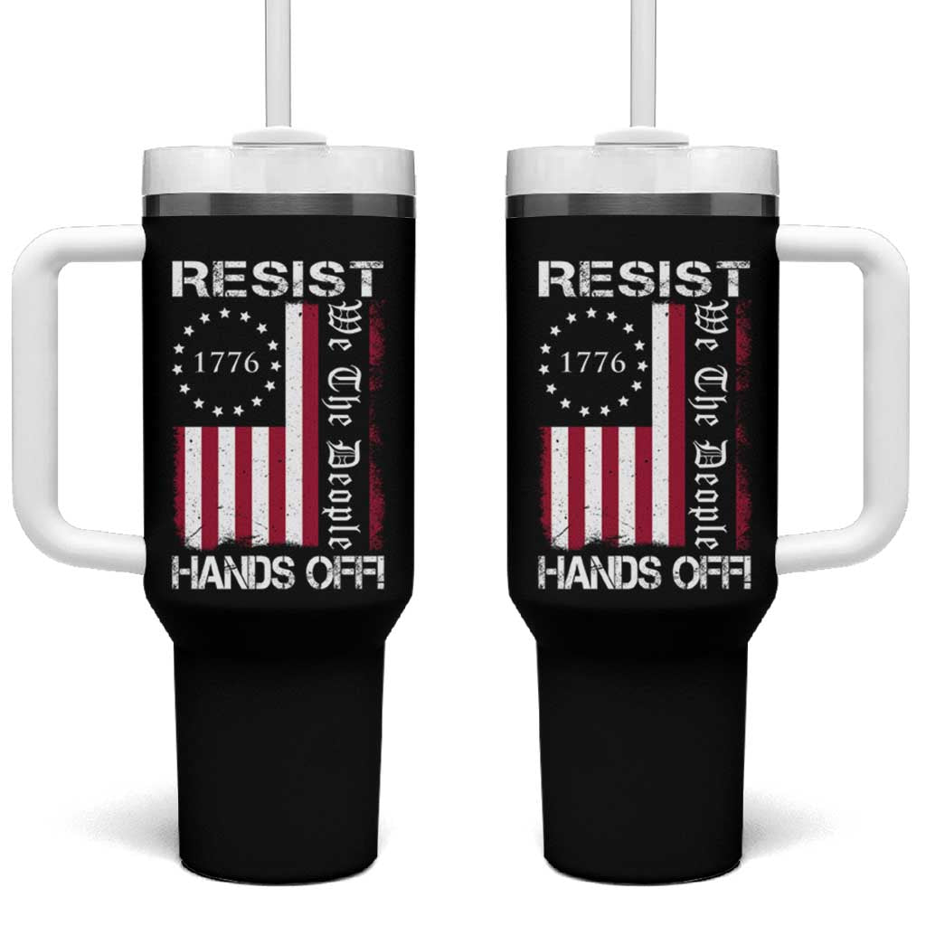 Resist Hands Off Tumbler With Handle Vintage American Betsy Ross Flag We The People