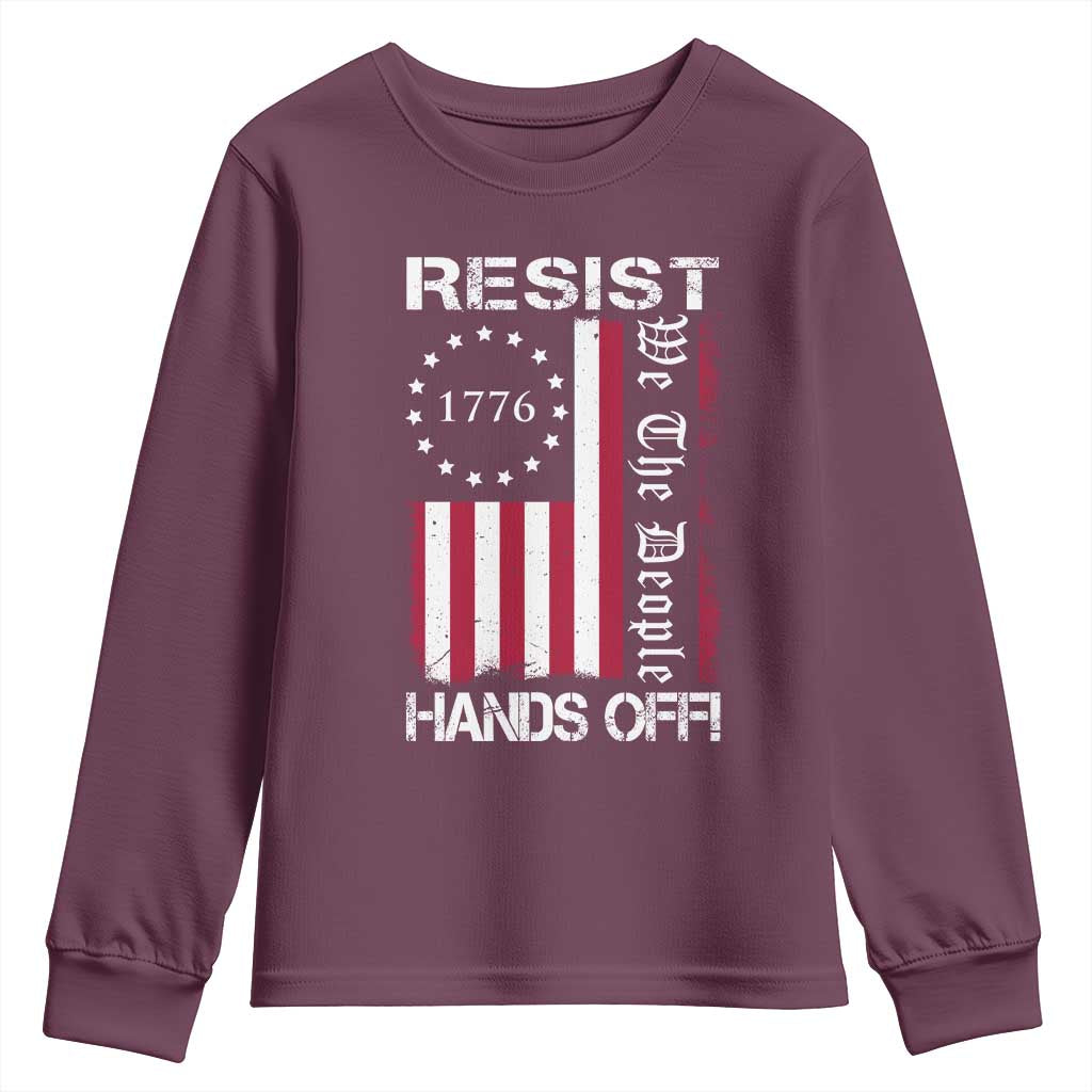 Resist Hands Off Youth Sweatshirt Vintage American Betsy Ross Flag We The People