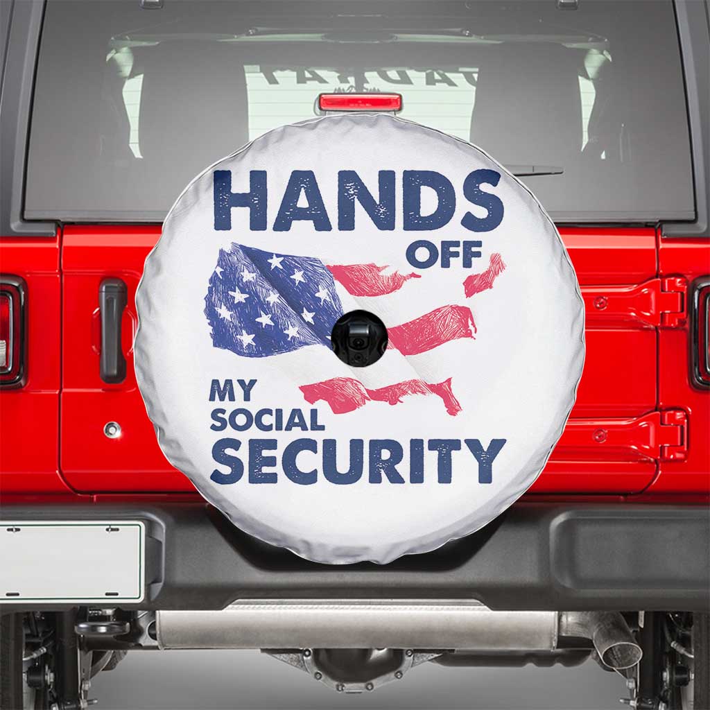 Hands Off My Social Security Spare Tire Cover Patriotic USA Retirement Protection American Flag