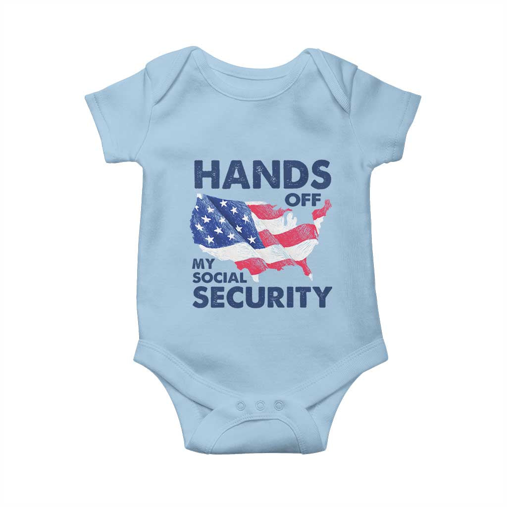 Hands Off My Social Security Baby Onesie Patriotic USA Retirement Protection American Flag