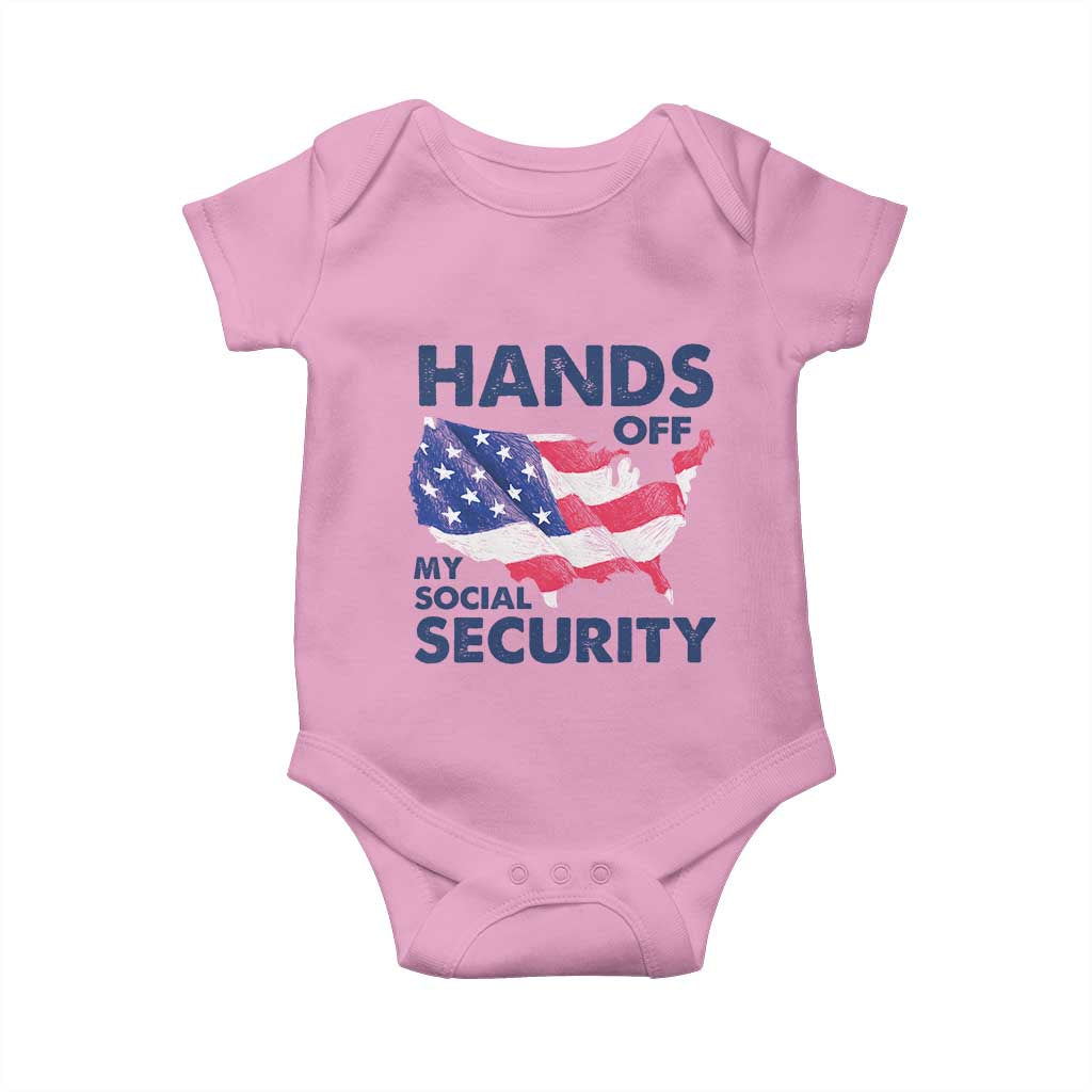 Hands Off My Social Security Baby Onesie Patriotic USA Retirement Protection American Flag