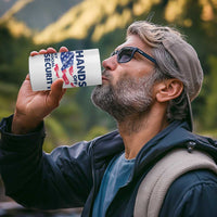 Hands Off My Social Security 4 in 1 Can Cooler Tumbler Patriotic USA Retirement Protection American Flag