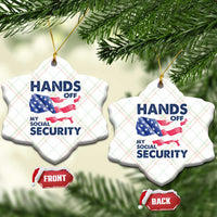 Hands Off My Social Security Ceramic Ornament Patriotic USA Retirement Protection American Flag - Wonder Print Shop