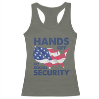 Hands Off My Social Security Racerback Tank Top Patriotic USA Retirement Protection American Flag