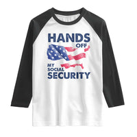 Hands Off My Social Security Raglan Shirt Patriotic USA Retirement Protection American Flag