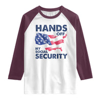 Hands Off My Social Security Raglan Shirt Patriotic USA Retirement Protection American Flag