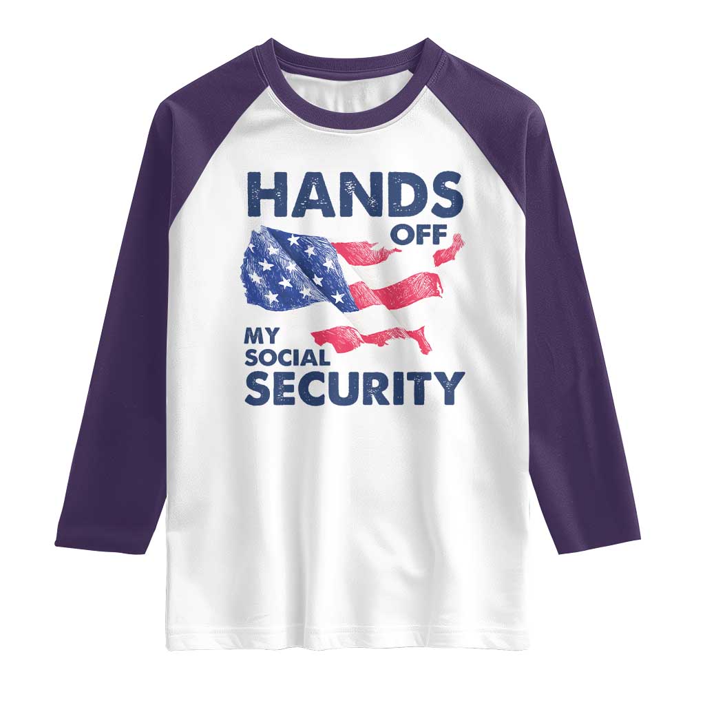 Hands Off My Social Security Raglan Shirt Patriotic USA Retirement Protection American Flag