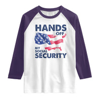 Hands Off My Social Security Raglan Shirt Patriotic USA Retirement Protection American Flag