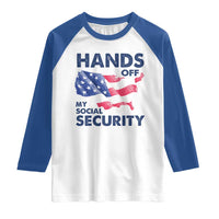 Hands Off My Social Security Raglan Shirt Patriotic USA Retirement Protection American Flag