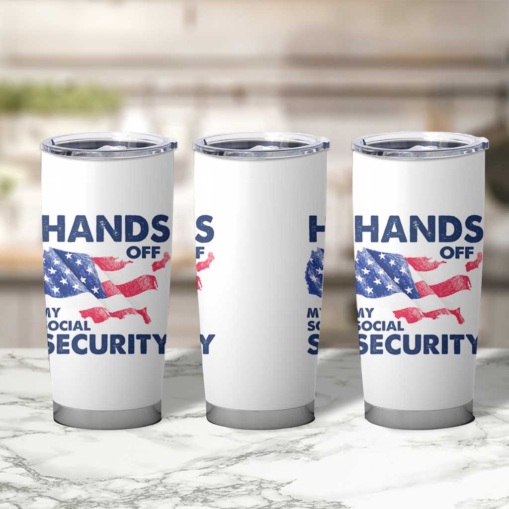 Hands Off My Social Security Tumbler Cup Patriotic USA Retirement Protection American Flag