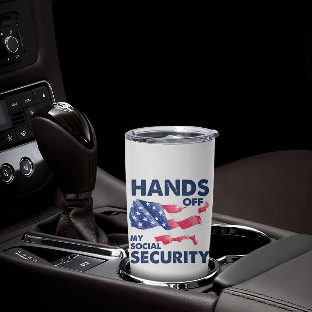 Hands Off My Social Security Tumbler Cup Patriotic USA Retirement Protection American Flag