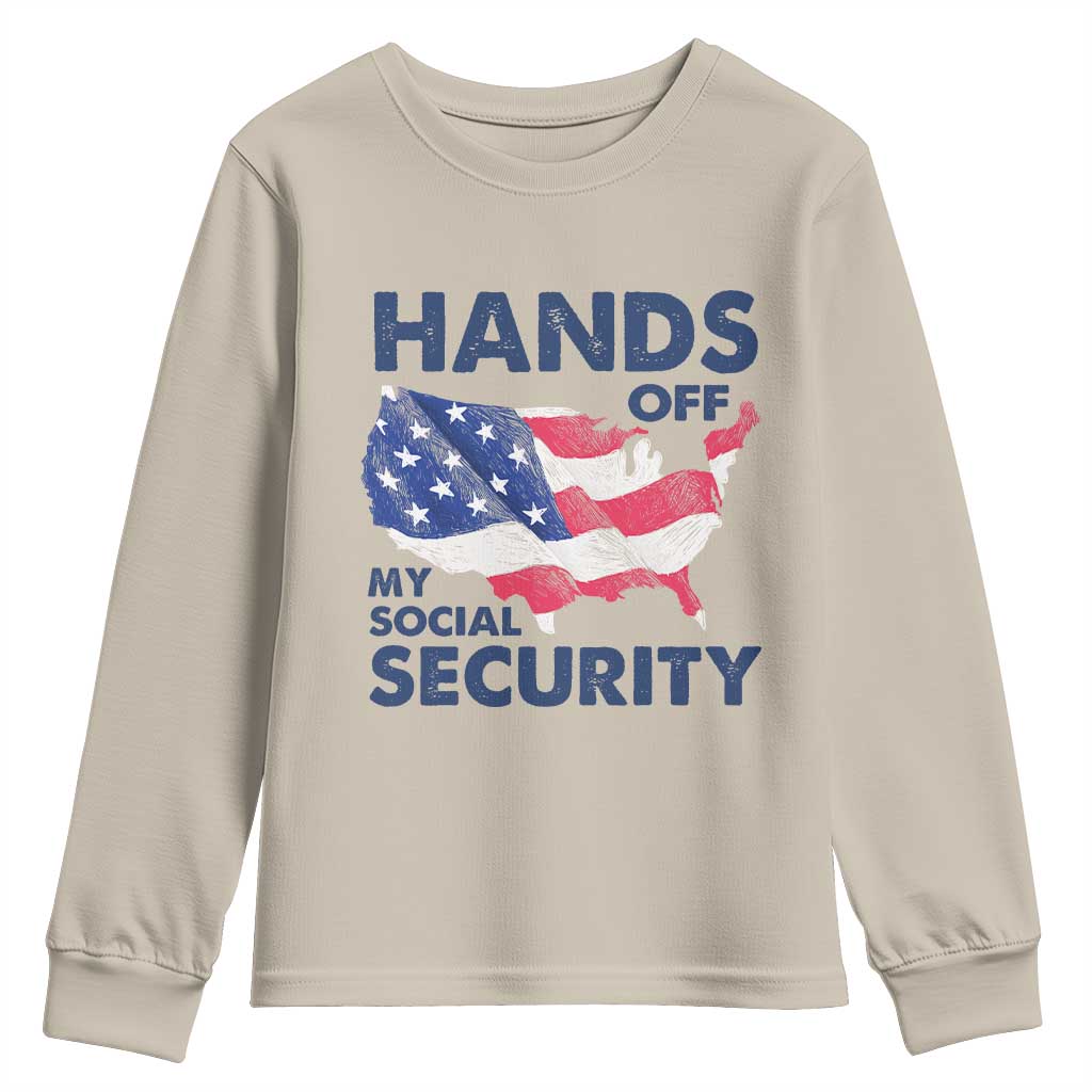 Hands Off My Social Security Youth Sweatshirt Patriotic USA Retirement Protection American Flag
