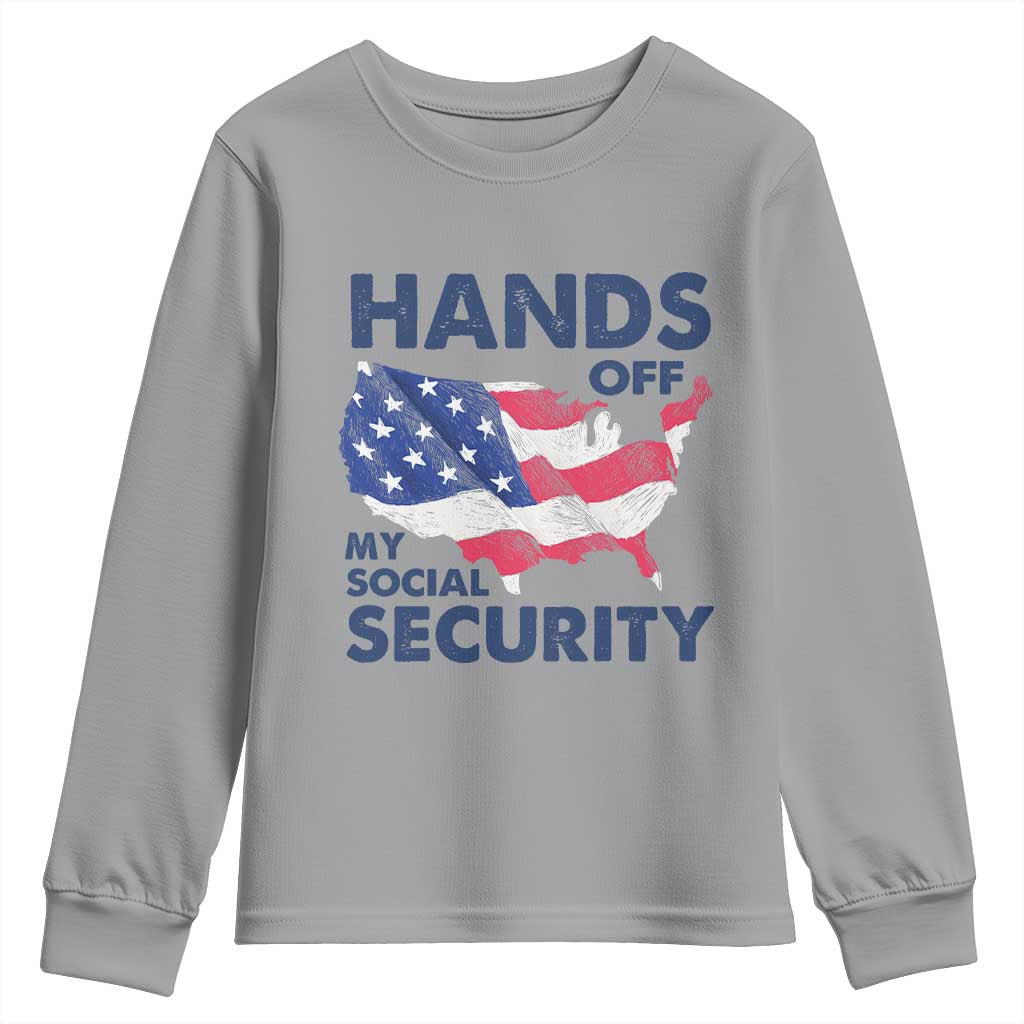 Hands Off My Social Security Youth Sweatshirt Patriotic USA Retirement Protection American Flag
