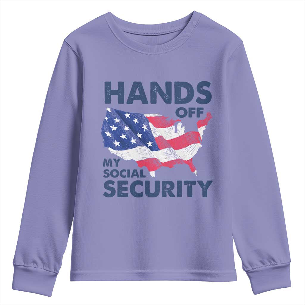 Hands Off My Social Security Youth Sweatshirt Patriotic USA Retirement Protection American Flag