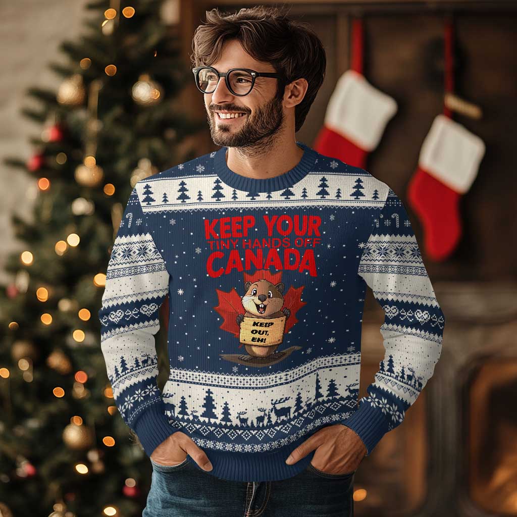 Keep Your Tiny Hands Off Canada Ugly Christmas Sweater Not For Sale Canadian Maple Leaf Beaver - Wonder Print Shop