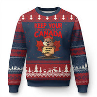 Keep Your Tiny Hands Off Canada Ugly Christmas Sweater Not For Sale Canadian Maple Leaf Beaver - Wonder Print Shop