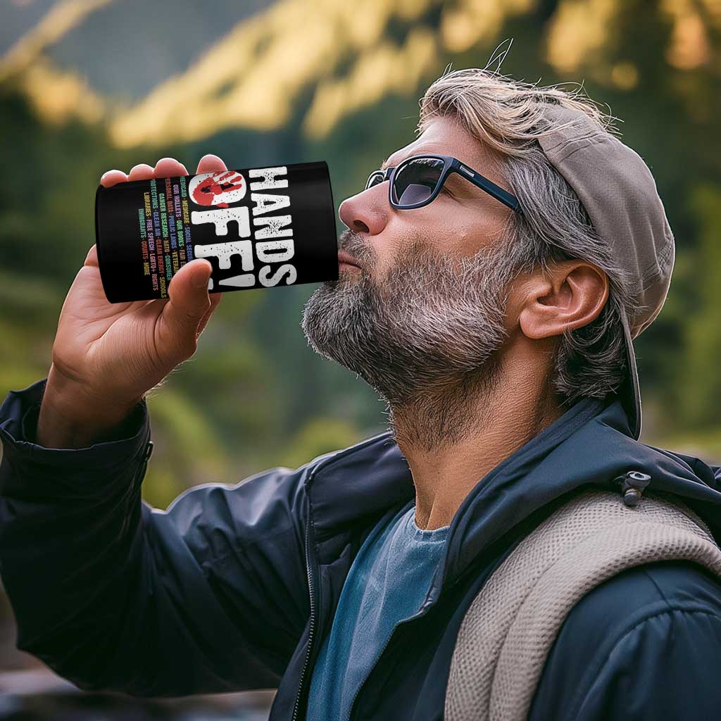 Resist Hands Off 4 in 1 Can Cooler Tumbler Protect USA American We The People