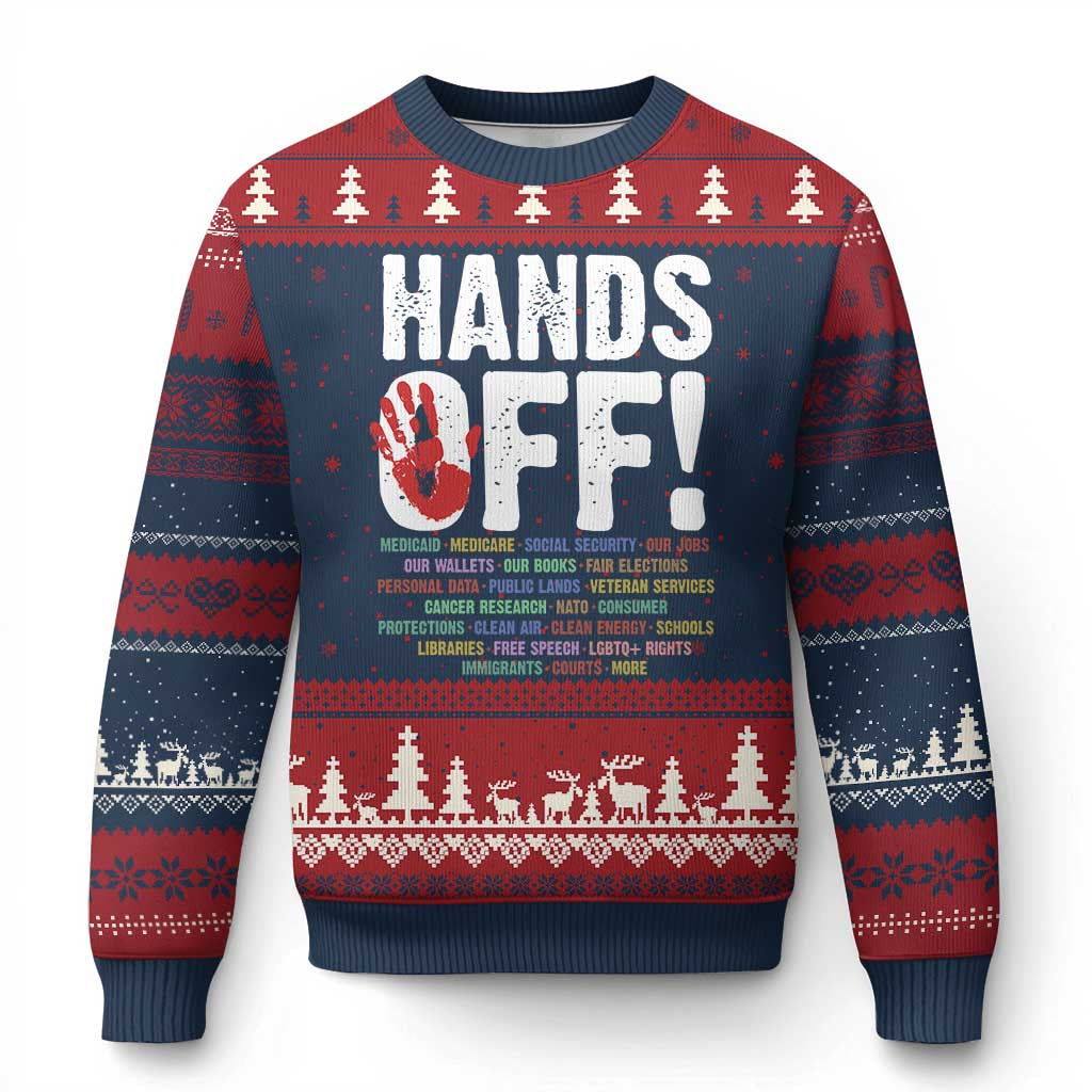 Resist Hands Off Ugly Christmas Sweater Protect USA American We The People - Wonder Print Shop