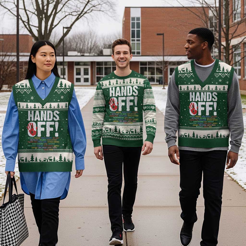 Resist Hands Off V-Neck Knit Sweater Vest Protect USA American We The People - Wonder Print Shop