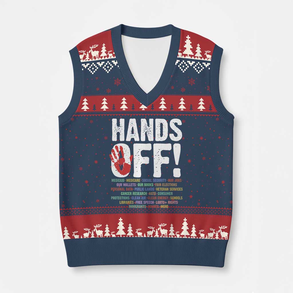 Resist Hands Off V-Neck Knit Sweater Vest Protect USA American We The People - Wonder Print Shop